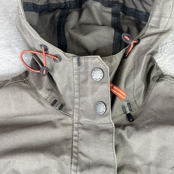 LL Bean Jacket Womens Medium Olive Green Hooded Cotton Utility Parka Outdoors - Picture 8 of 16